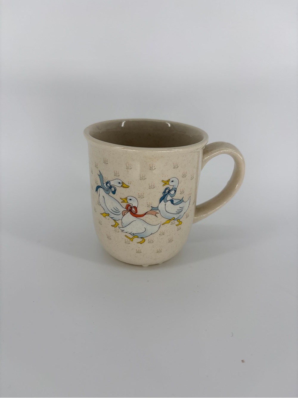 W.B.I. 1988 Vintage Ribboned Country Duck Mug Farmhouse Ceramic
